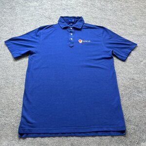 Stitch Golf Polo Shirt Men M/L Blue Solid Stretch Giza Cotton Classic Fit Island